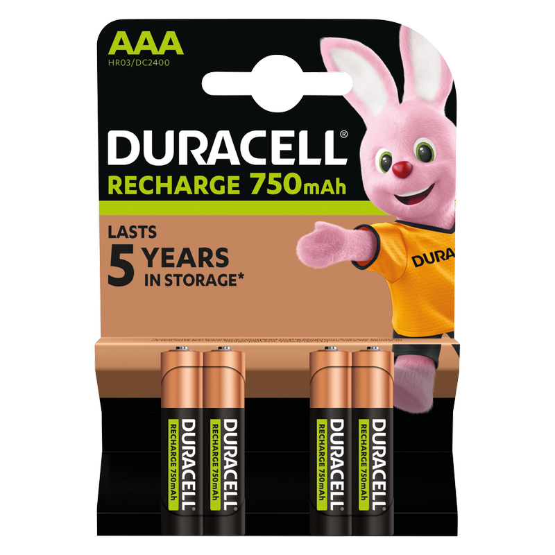 Duracell Rechargeable AAA Batteries, 4pcs