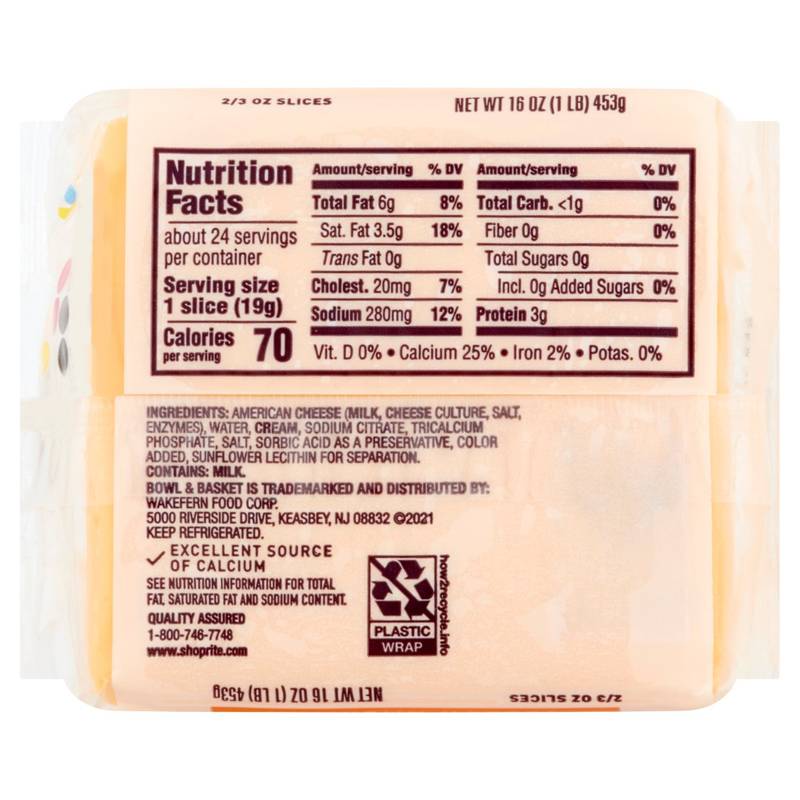 Bowl & Basket Deluxe Yellow American Cheese Slices - 16oz / 24ct