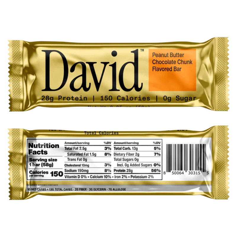 David Peanut Butter Chocolate Chunk Flavored Bar, 2.19oz