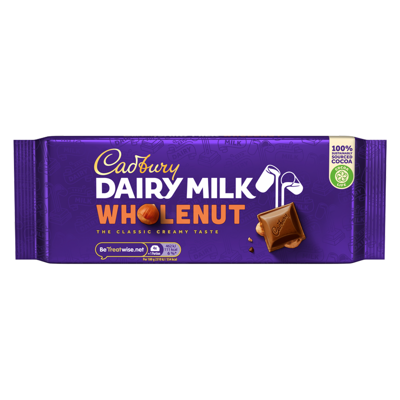 Cadbury Dairy Milk Wholenut Chocolate Bar, 180g