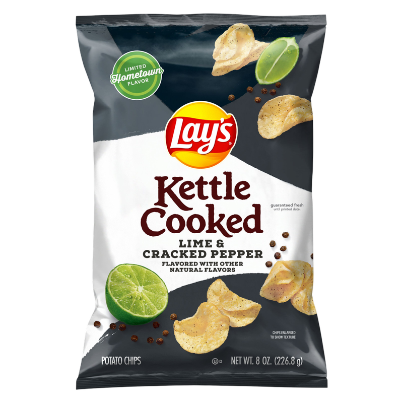 Lay's Kettle Lime and Cracked Pepper Potato Chips, 8oz