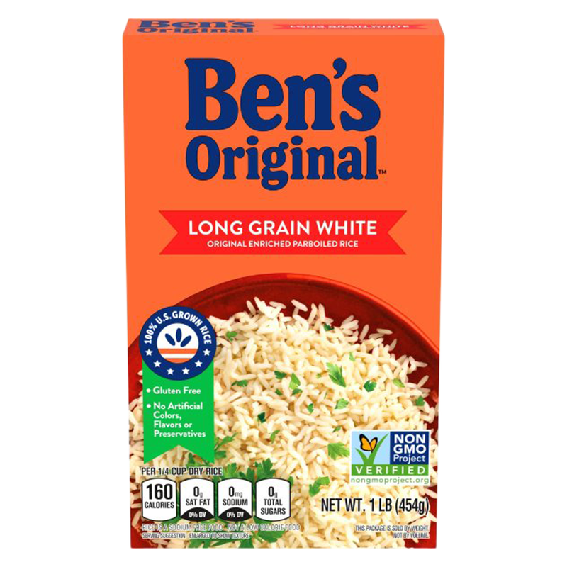 BEN'S ORIGINAL Converted Brand Enriched Long Grain White Rice Box 1lb