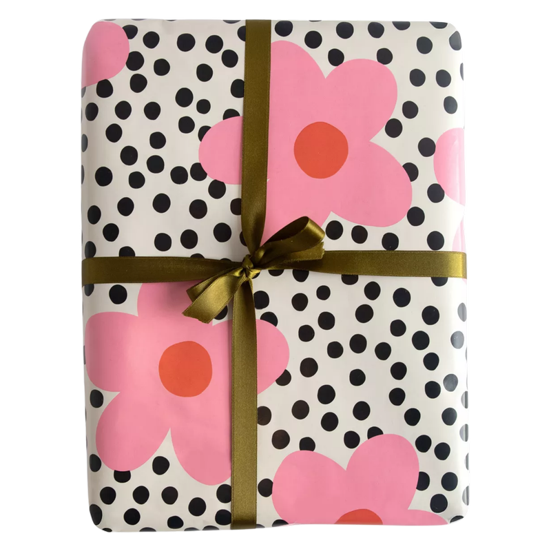 Caroline Gardner Bold Flower On Charcoal Roll Wrap, 1pcs