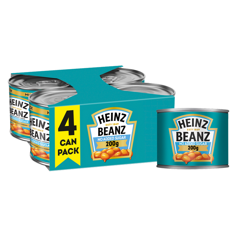 Heinz Beanz in a Rich Tomato Sauce No Added Sugar, 4 x 200g
