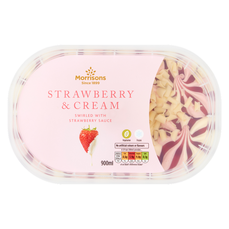 Morrisons Strawberry & Cream Ice Cream, 900ml