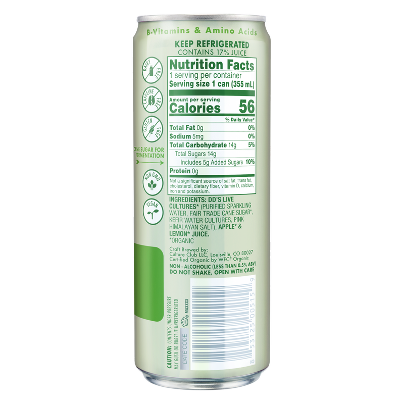 Doctor D's Crisp Apple Sparkling Probiotic Drink 12oz Can