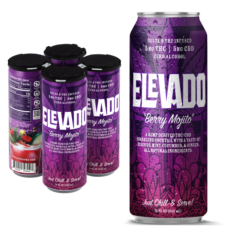 Elevado THC 5mg Berry Mojito Cocktail 4pk 12oz Can