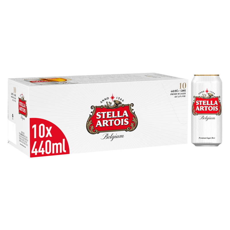 Stella Artois Belgium Premium Lager, 10 x 440ml