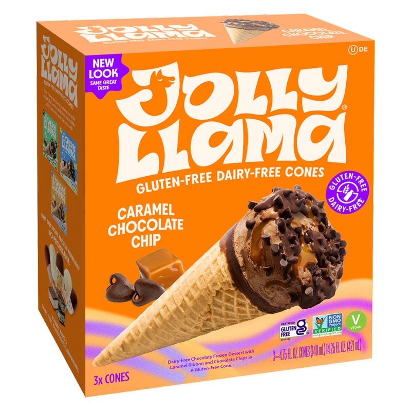 Jolly Llama Dairy & Gluten-Free Sea Salt Caramel Chocolate Cones 3ct