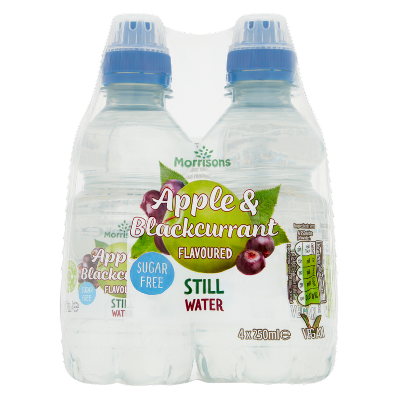 Morrisons Apple & Blackcurrant Flavoured Still Water, 4 x 250ml