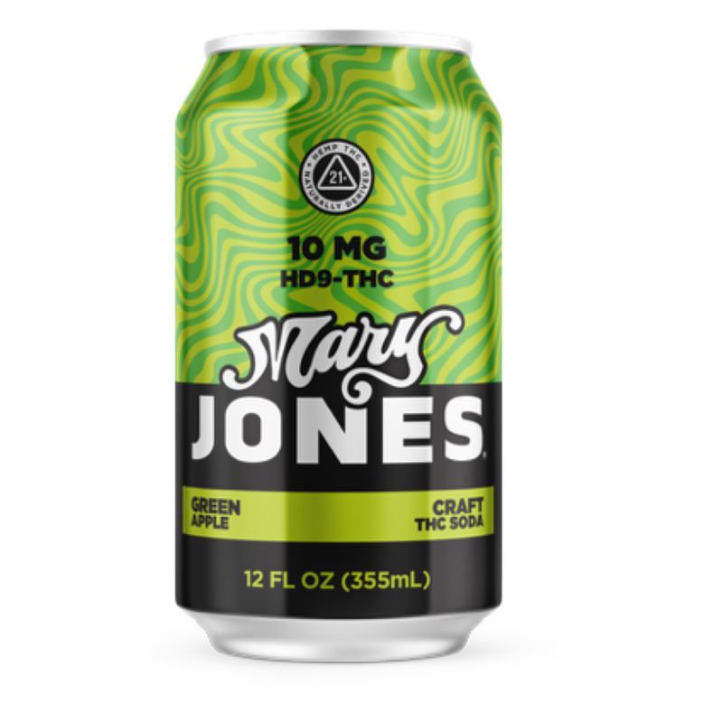 Mary Jones Green Apple 10mg THC Soda 12oz Can