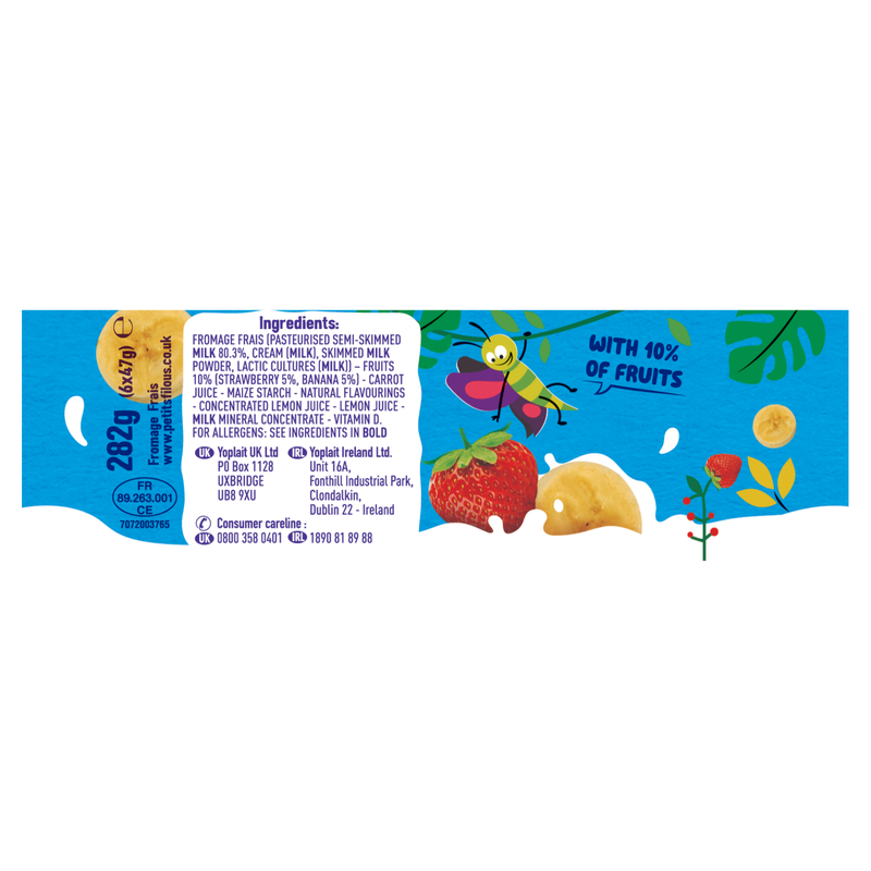 Petits Filous No Added Sugar Strawberry & Banana Fromage Frais, 6 x 47g