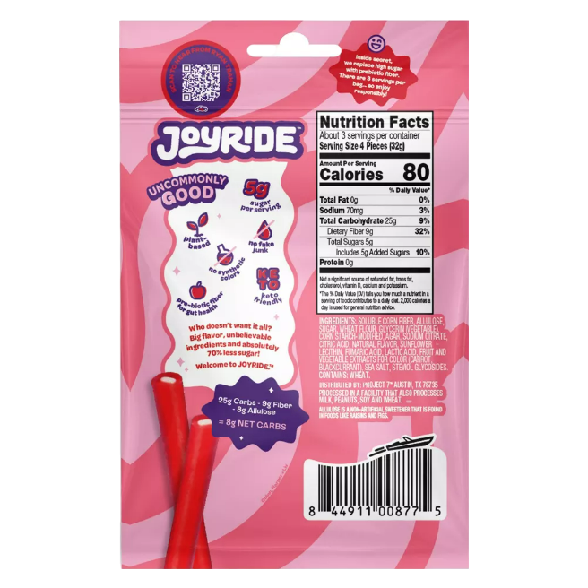 JoyRide Low Sugar Cherry Berry Ropes, 3.5oz