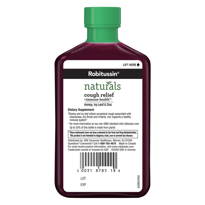 Robitussin Naturals Cough Relief & Immune Health Syrup Honey & Elderberry 8.3oz