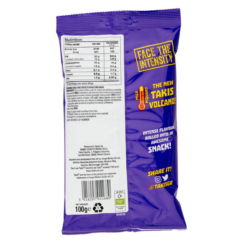 Takis Volcano Chilli & Cheese, 100g