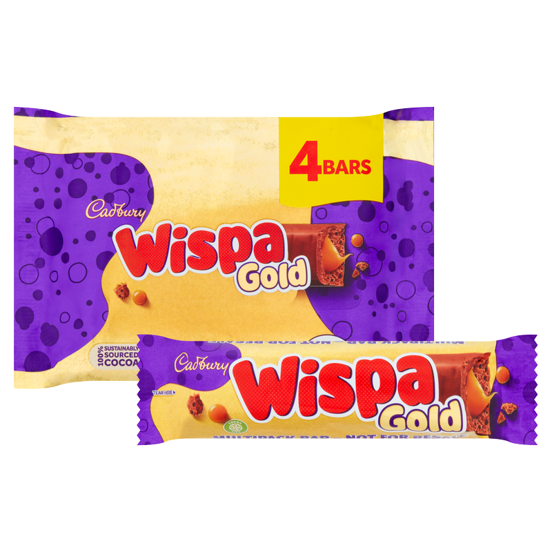 Cadbury Wispa Gold Chocolate Bars, 4 x 38.3g