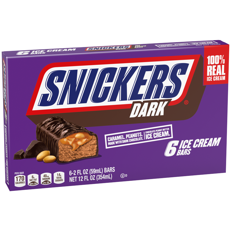 Snickers Dark Chocolate Ice Cream Bars, 6ct