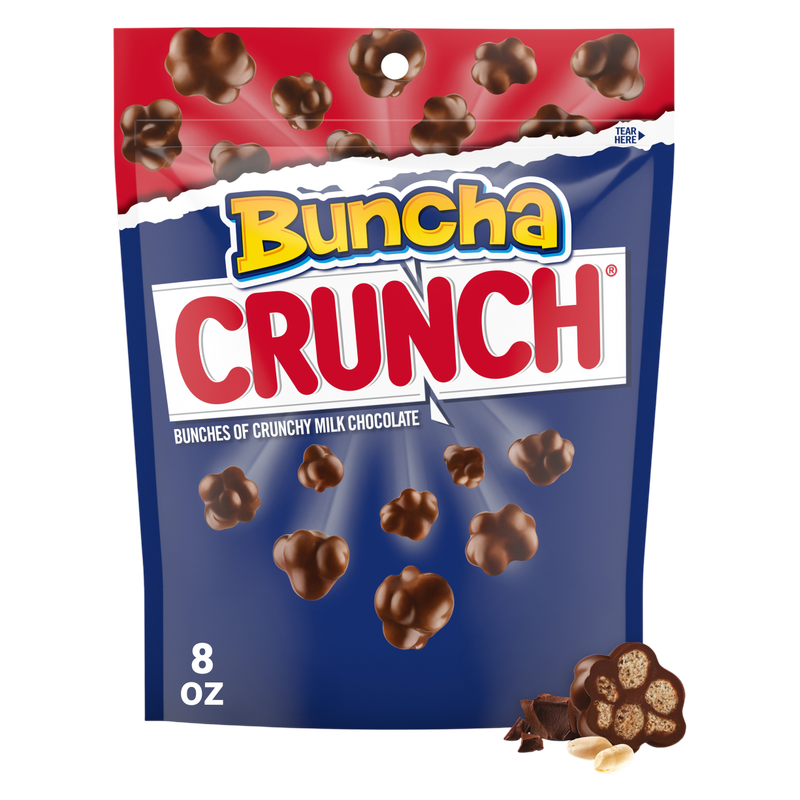 Buncha CRUNCH Milk Chocolate and Crisped Rice, Resealable Bag, 8 oz
