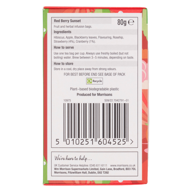 Morrisons 40 Red Berry Sunset Tea Bags, 80g