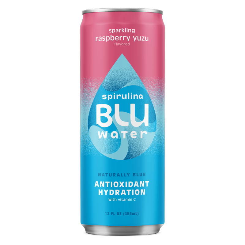 BLUwater Raspberry Yuzu Sparkling Spirulina Beverage 12 oz Can