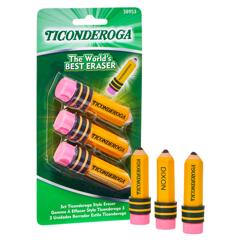 Ticonderoga Pencil Shaped Erasers 3ct