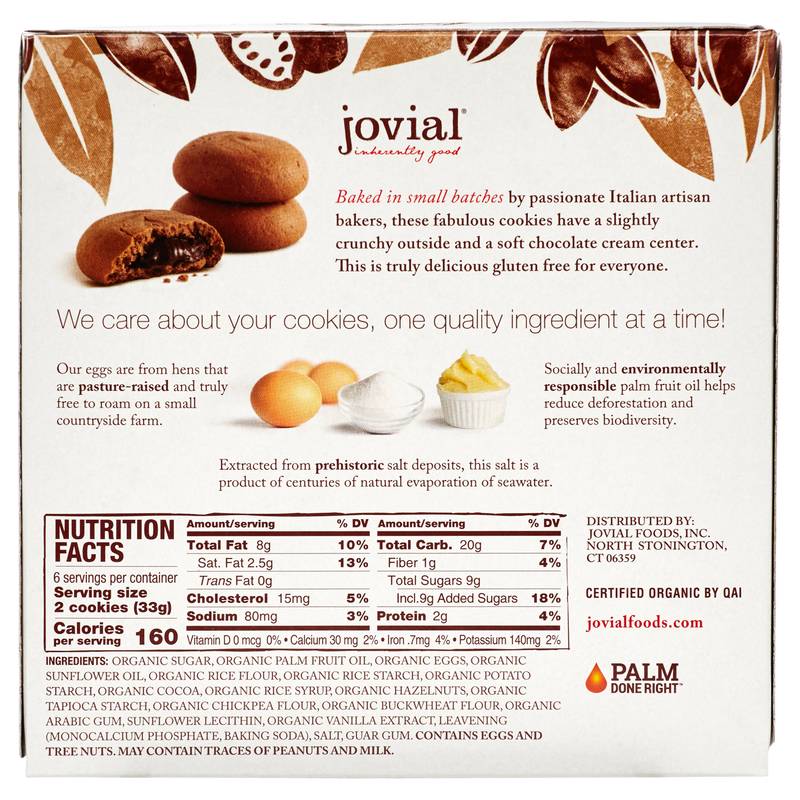 Jovial Gluten-Free Chocolate Cream Filled Organic Chocolate Cookies 7oz
