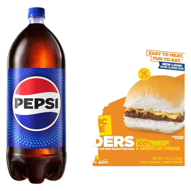 White Castle Frozen Classic Cheeseburger Sliders 4ct 7.3oz & Pepsi 2L Btl
