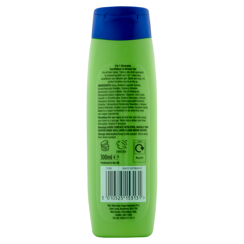 Morrisons 3in1 Shampoo, Conditioner & Shower Gel, 300ml