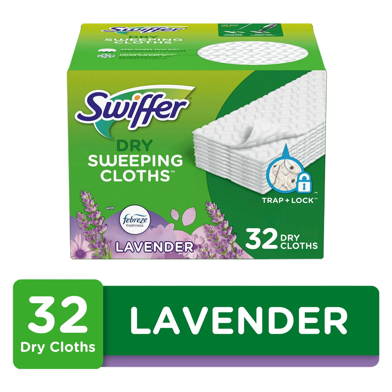 Swiffer Sweeper Dry Sweeping Pad, Multi-Surface Refills for Dusters Floor Mop in Lavender, 32ct