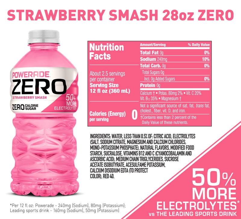 Powerade 28oz Strawbery Smash Zero