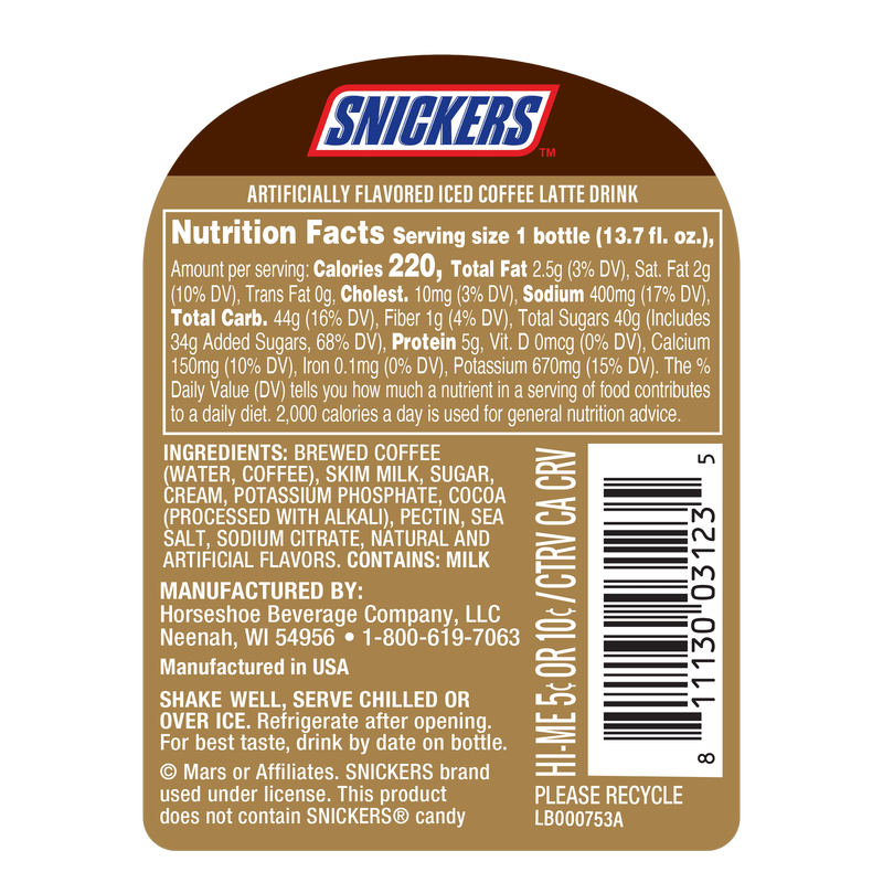 Victor Allen Snickers Iced Coffee 13.7oz Btl