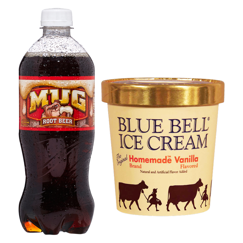 Mug Root Beer 20oz Btl & Blue Bell Homemade Vanilla Ice Cream Pint