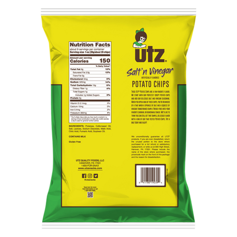  Utz Potato Chips, Regular, Regular, 9.5 oz Bag