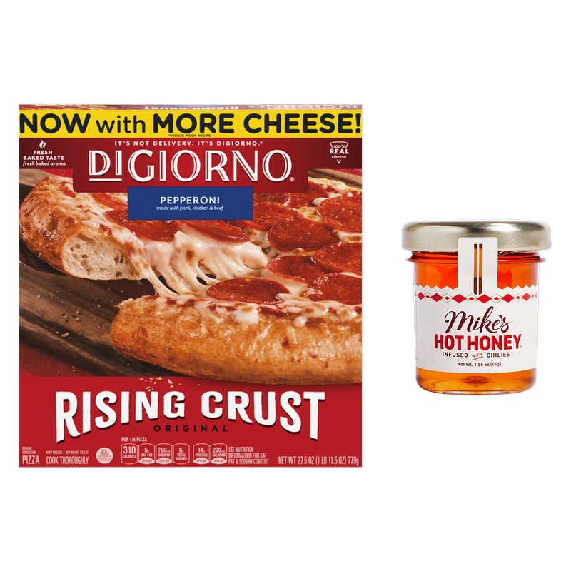 DiGiorno Frozen Rising Crust Pepperoni Pizza 12in 27.5oz & Mike's Hot Honey Glass Mini Jar, 1.55oz. 