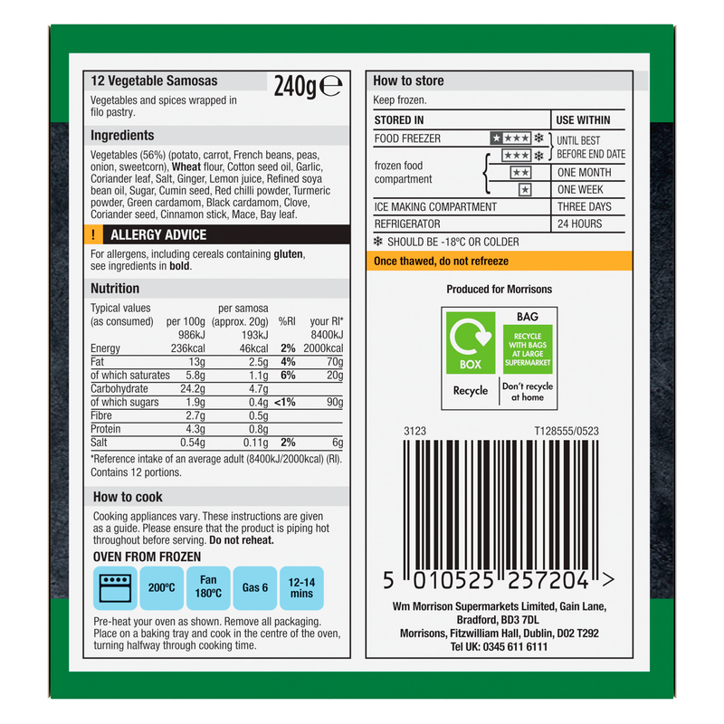 Morrisons 12 Vegetable Samosas, 240g