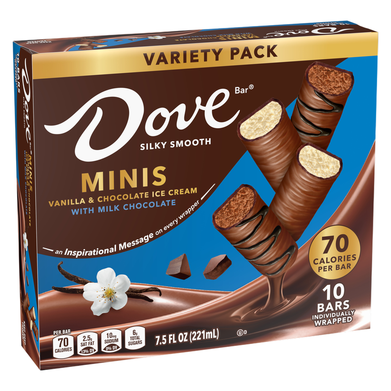 Dove Minis Vanilla & Milk Chocolate Ice Cream Bars, 10ct