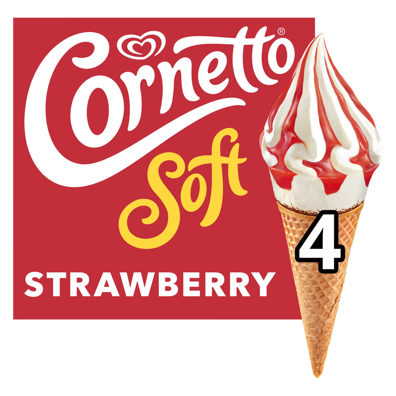 Cornetto Soft Strawberry Cone, 4 x 140ml