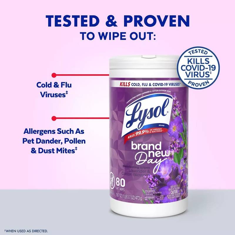 Lysol Disinfectant Wipes,  Lavender & Cotton Blossom, 80ct