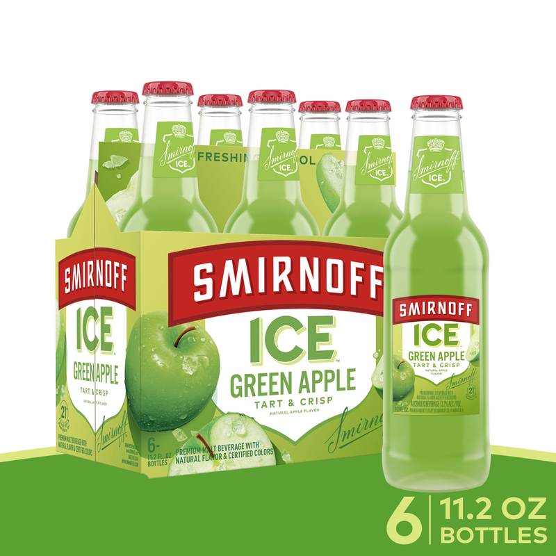 Smirnoff Ice Green Apple 6pk 11.2oz Btl 4.5% ABV