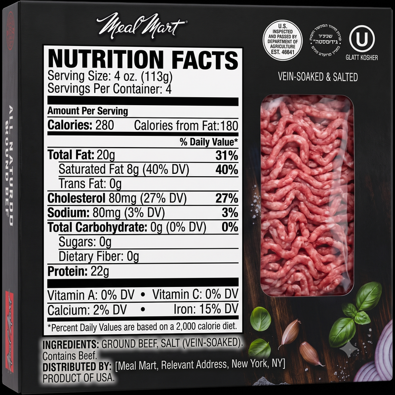 Meal Mart Kosher Ground Beef - 1lb