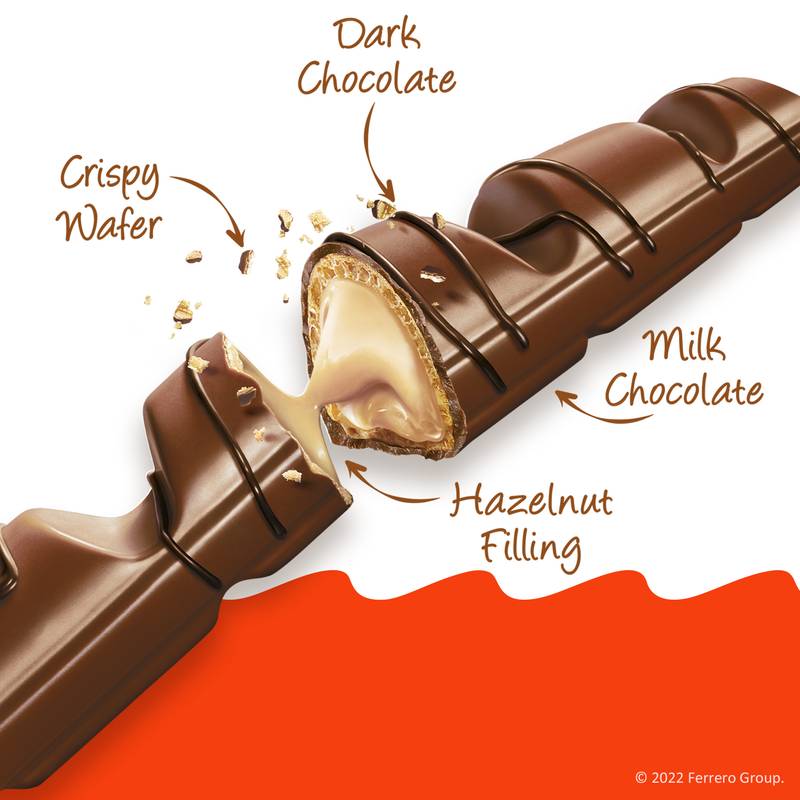 Kinder Bueno Milk Chocolate and Hazelnut Cream, 4 Chocolate Bars, 0.75 oz Each
