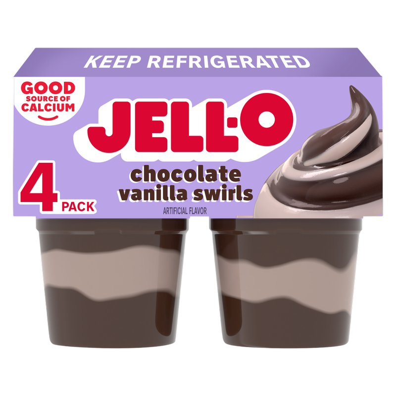 Jell-O Original Chocolate Vanilla Swirls Pudding Cups - 4ct