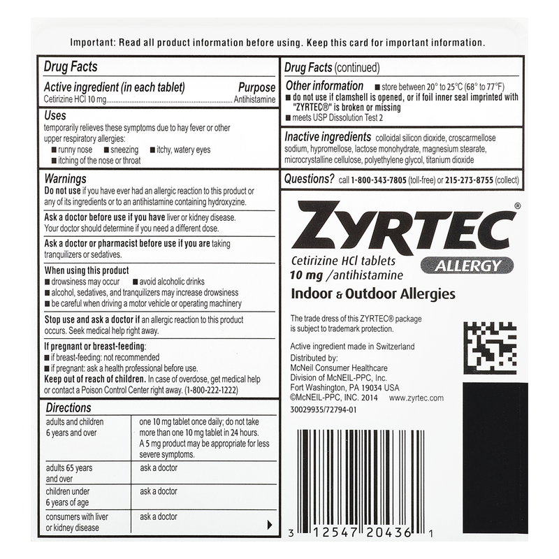 Zyrtec Allergy Relief Tablets 30ct & Emergen-C Super Orange Drink Mix 2ct