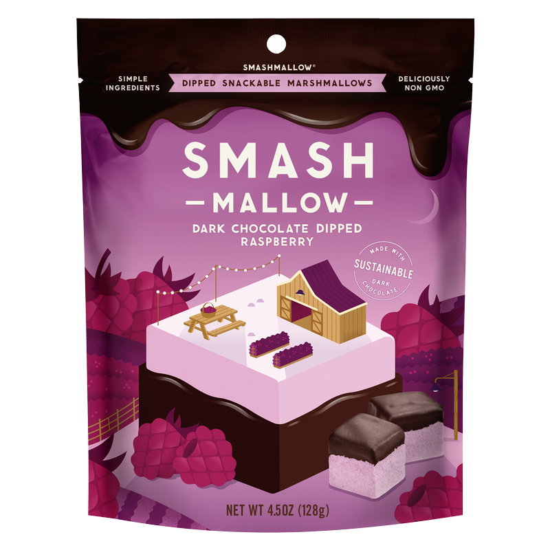 Smashmallow Dark Chocolate Dipped Raspberry Marshmallows 4.5oz