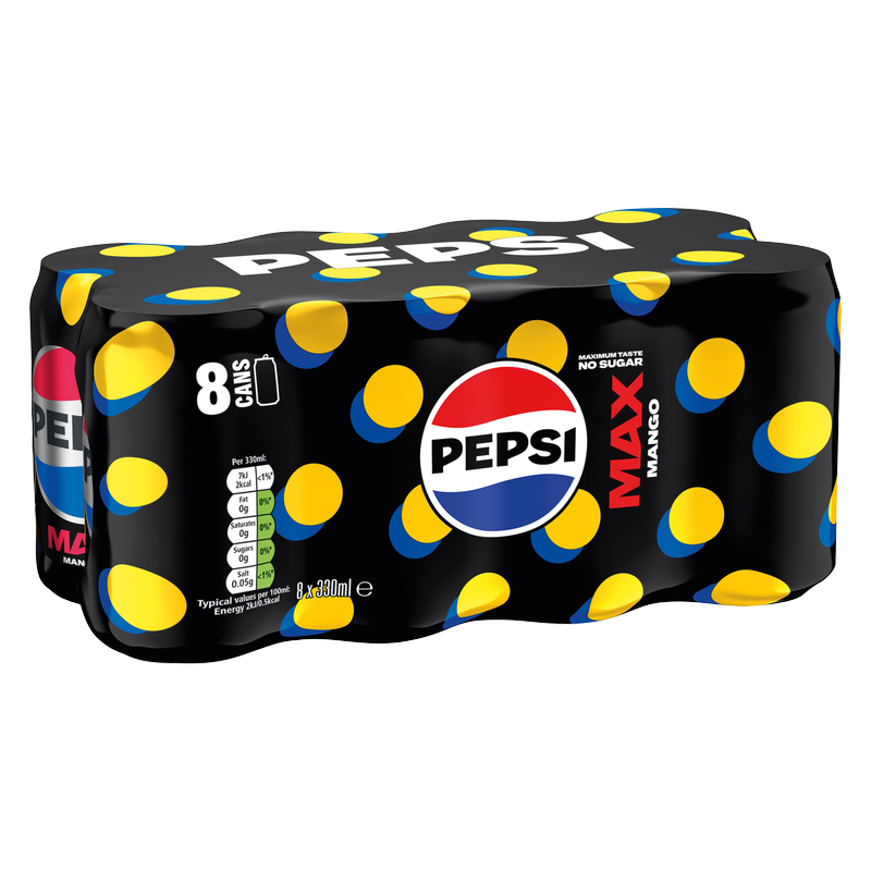 Pepsi Max Mango, 8 x 330ml