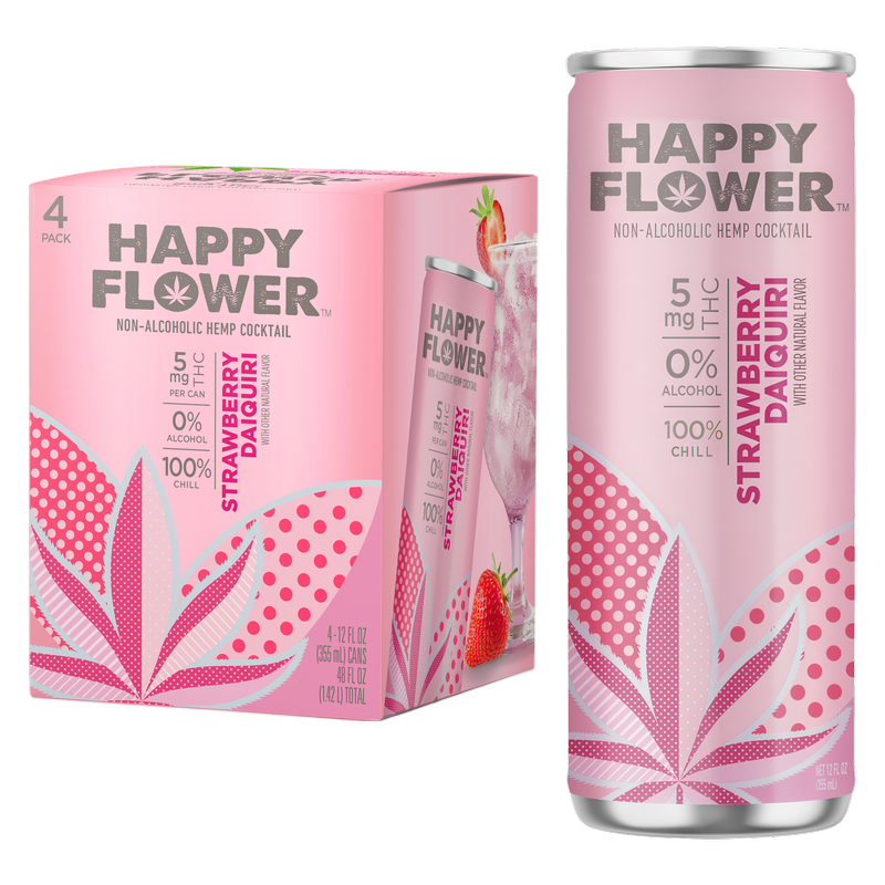 Happy Flower 5mg THC Strawberry Daiquiri 4pk 12oz Can
