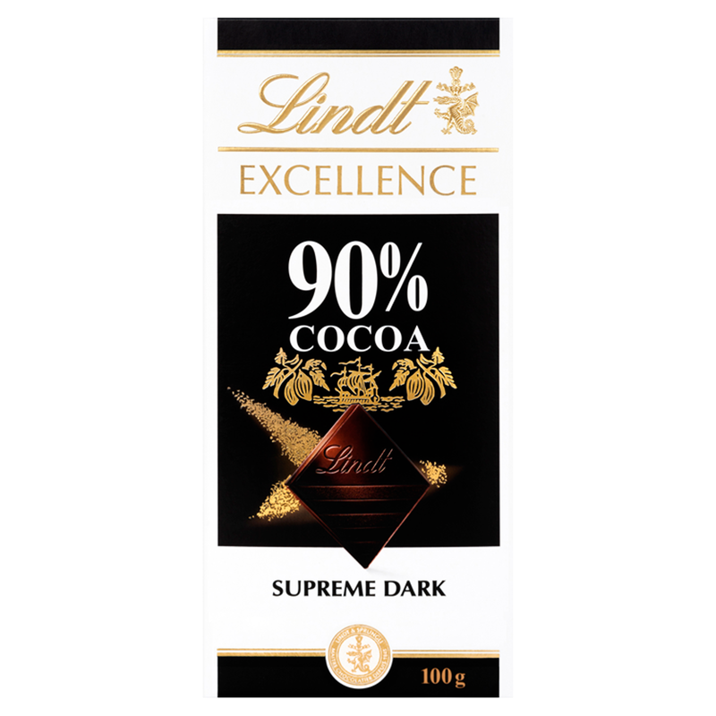 Lindt Excellence Dark Supreme 90% Cocoa Chocolate, 100g