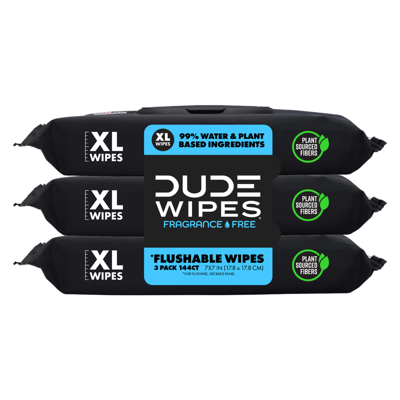 DUDE Wipes Flushable Wipes Fragrance-Free with Vitamin E & Aloe 48ct 3pk