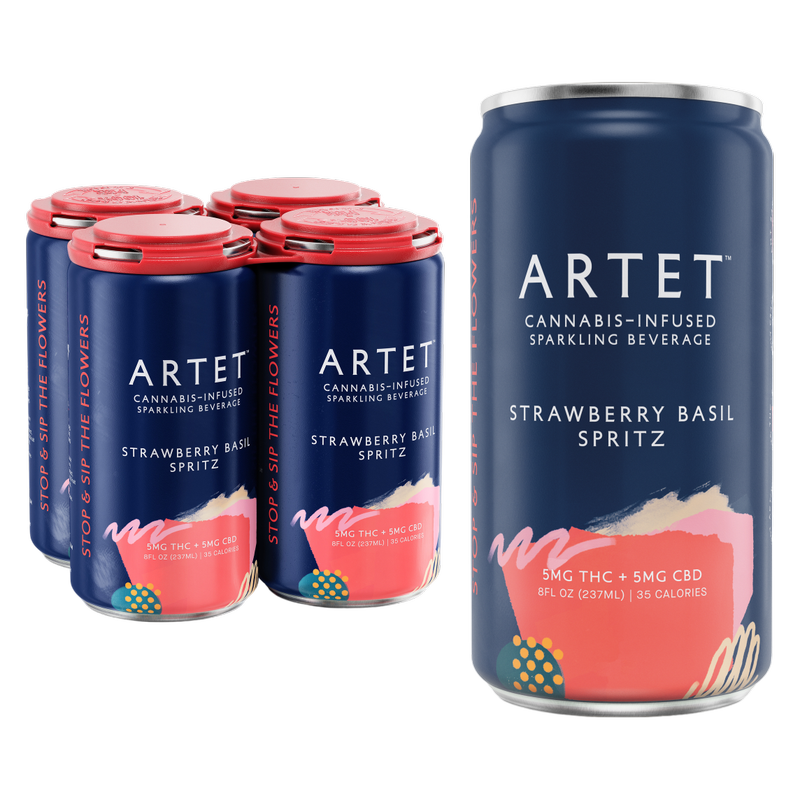 Artet 5mg THC Strawberry Basil Spritz 4pk 8oz Can