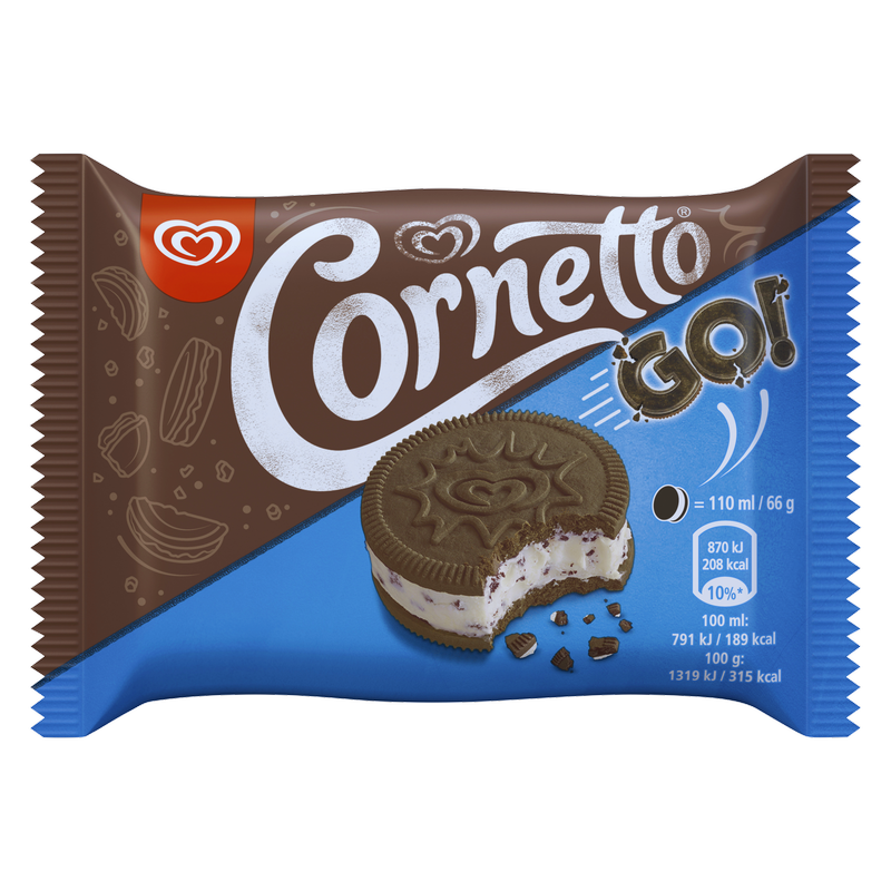 Cornetto Go Ice Cream Cookie Sandwich, 110ml